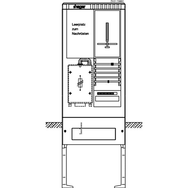 Hager Zähleranschlusssäule 1ZP + 1LP, 2-feldig ZAS175MH1
